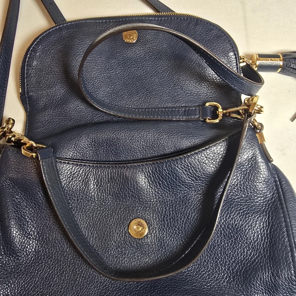 Michael Kors Navy Leather Crossbody Bag